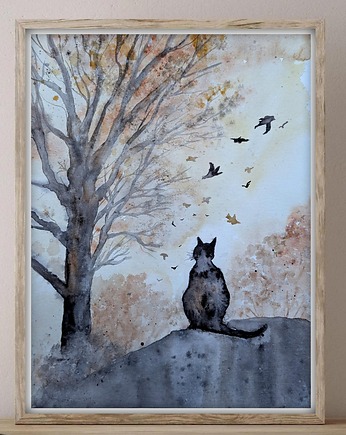 Oryginalna akwarela. Kot 30x40cm, Malgorzata Domanska