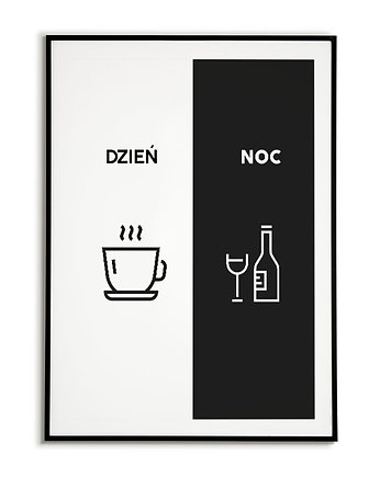 Plakat Kuchenny - Dzień Noc - Kawa wino, Bajkowe Obrazki