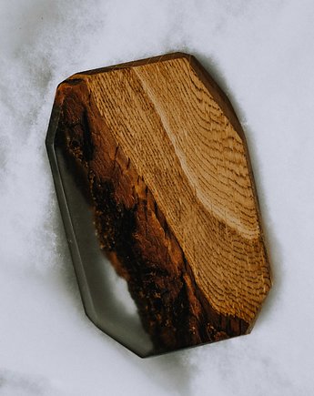 Drewniana taca na biżuterię z żywicą, podstawka geometryczna Woodwasp, WoodWasp