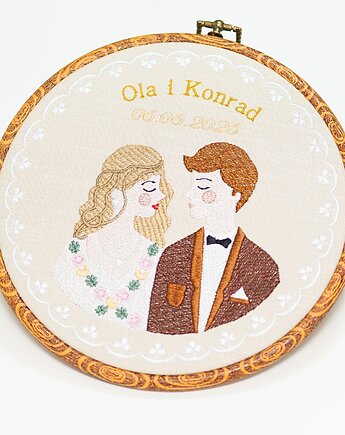 Ślubna, indywidualna dedykacja, haft w oprawie vintage, Plasun
