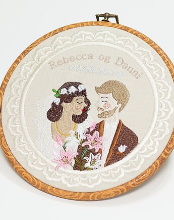 Ślubna, indywidualna dedykacja, haft w oprawie vintage, Plasun