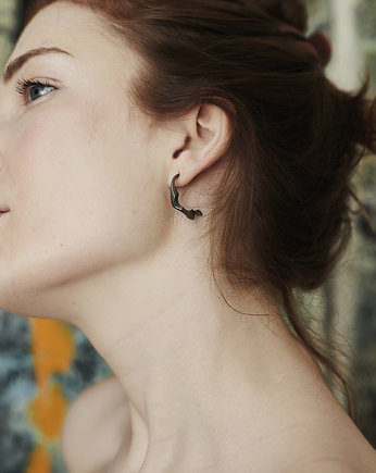 Kolczyki srebrne WAVES Semicircle / black silver earrings, Filimoniuk