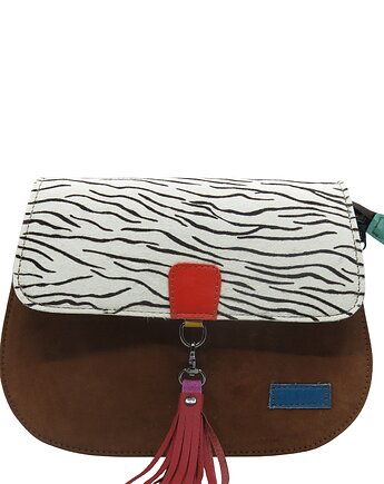 Torebka damska klasyczna zamszowa odpinany wymienny chwost brelok OLIVKA, Olivka Warsaw