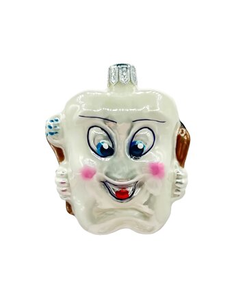 Bombka choinkowa: Uśmiechnięty ząbek z pastą i szczoteczką: brązowy, Syn Bombkarza