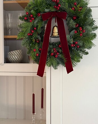 NATURALNY Wianek Bożonarodzeniowy na drzwi Z DZWONKIEM - 45cm, MOM&SISdekorują