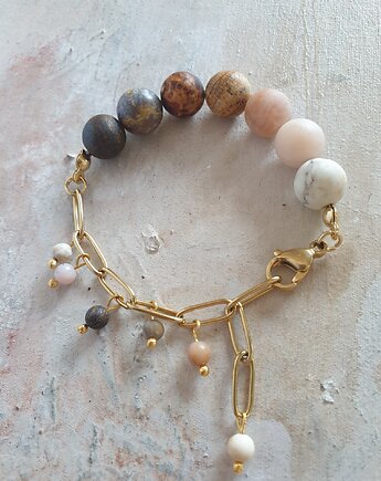 Bransoletka KULKA 7 howlit, opal, kamień słoneczny, jaspis,..., modesign
