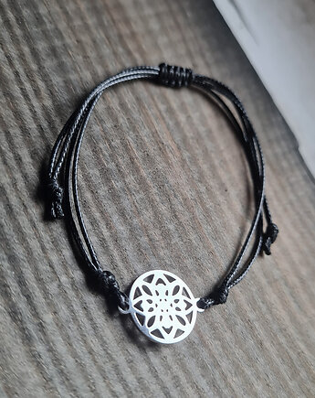MANDALA Bransoletka stal i sznurek, COCONUT
