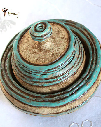 Ceramiczny komplet - turkus i brąz, w inspiracji
