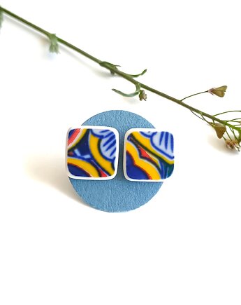 Kolczyki ceramiczne w orientalne wzory, biżuteria z talerzy
