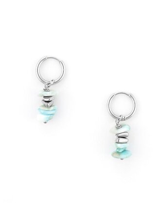 Kolczyki Larimar Mexico Srebrna stal szlachetna 12mm, Kulka Bransoletki