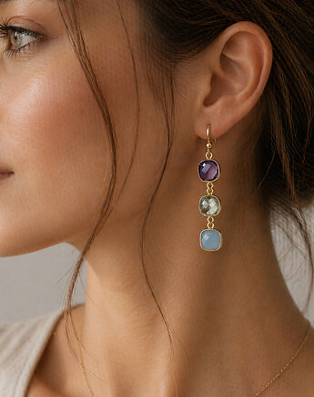 BLUE SKY- kolczyki kamienie szlachetne srebro pozłacane, Anemon Atelier