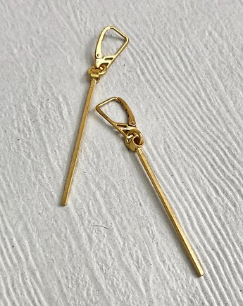 Srebrne pozłacane kolczyki patyczki nowoczesne designerskie, KOBELA