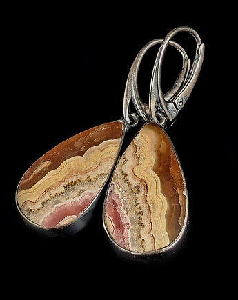 Kolczyki srebrne róża Inków- rodochrozyty, Pracownia Neores