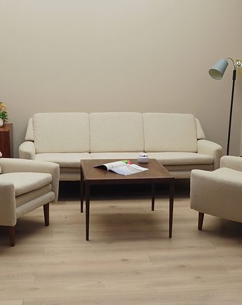 Sofa kremowa, duński design, lata 70, produkcja: Dania, Przetwory design