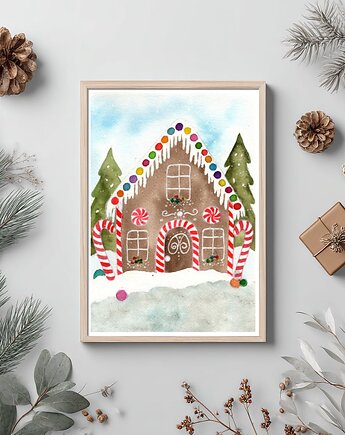 Oryginalna akwarela. Piernikowy domek A5, Malgorzata Domanska