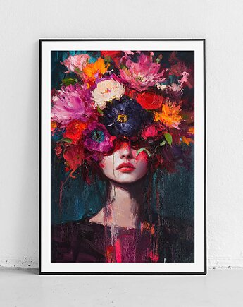 Plakat Intensywne kwiaty i kobieta, Harvest Maison