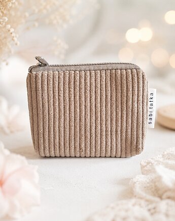 Sztruksowy portfelik card holder Beżowy, sabi tatka