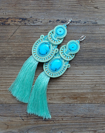 Aqua- kolczyki soutache, Mró Soutache