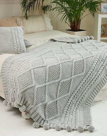 Dzianinowy pled z 240x260 cm. Wykonany ręcznie, CozyHomeDG