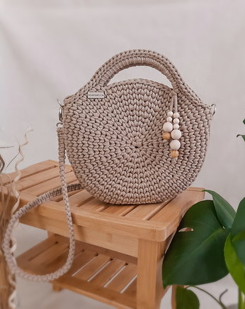 Okrągła torebka ze sznurka - kartonowa (ciepły beż), Damariz