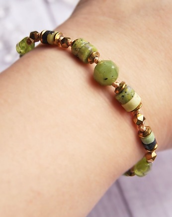 Amulet - NADZIEJA - nefryt, chryzopraz, oliwin, kaktusia