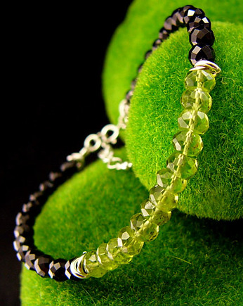 Bransoleta Amulet - Oliwin Turmalin Srebro, Kuźnia Nehesi