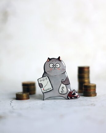 Broszka malowana Wiedźmy się nie starzeją :), Black Cat