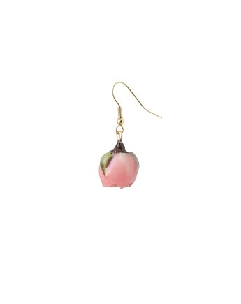 Kolczyki różowe różyczki z listkami No.2, Flores Jewellery