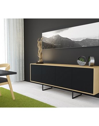 Komoda ABATO SLEEK  dąb + czarny, B2design