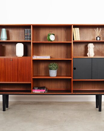 Biblioteczka tekowa, duński design, lata 70, produkcja: Dania, Przetwory design