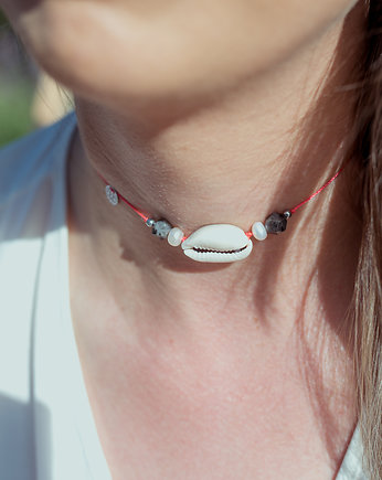 Choker Muszla Labradoryt Perła, w hand works