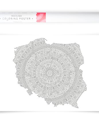 Plakat do Kolorowania Mapa Polski Mandala Województwa 50x70cm, Anna Grunduls Design