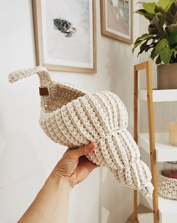 Duży kosz wiszący muszelka - styl boho i morski akcent, Lana Design