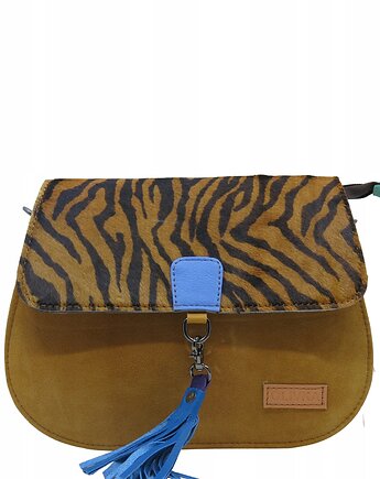 Torebka damska klasyczna zamszowa odpinany wymienny chwost brelok OLIVKA, Olivka Warsaw