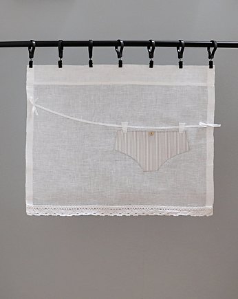 Transparentna firanka z lnu FIGI, drewnianyguzik