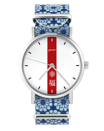 Zegarek - Szczęście - niebieski, kwiaty, yenoo