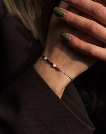 Bransoletka dla Raka - Karneol Selenit Koral Chalcedon, w hand works