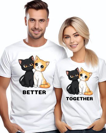 Koszulki dla pary Walentynki koty t-shirt komplet, EvienArt