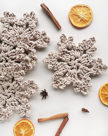 Gwiazdki śnieżynki beżowe 6szt, Lana Design