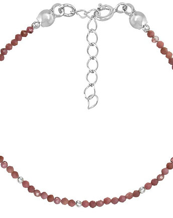 Bransoletka srebrna z kamieni naturalnych rodonit 2 mm, Bring Biżuteria