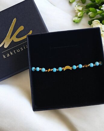 RELAKS, harmonia - lunula z turkusowym magnezytem, kaktusia