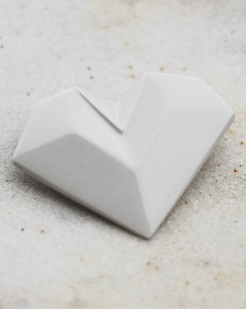 Broszka Porcelanowa Origami Serce Biała, StehlikDesign