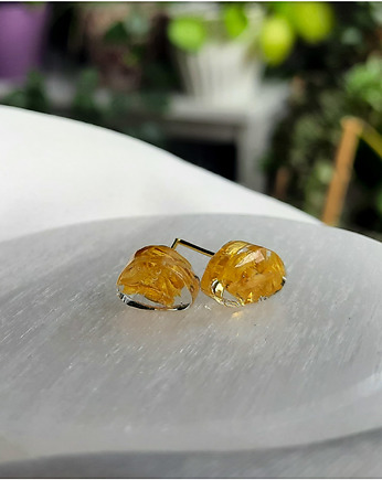 Nieregularne kolczyki sztyfty ze słonecznikiem, Figa handmade accessories