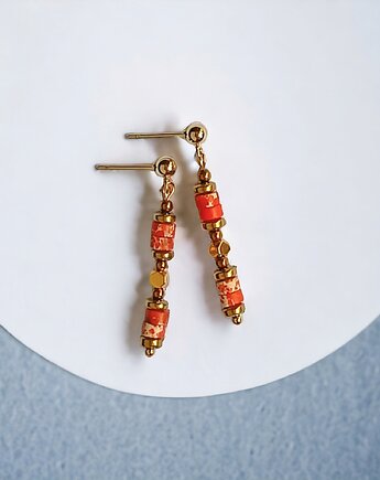 LIMITOWANE kolczyki - jaspis cesarski, hematyt, kaktusia