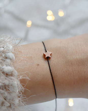 Bransoletka czarny sznureczek z gwiazdką, Ilovehandmade