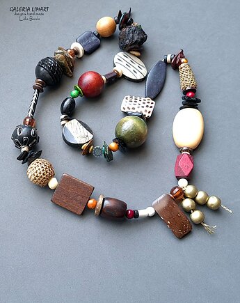 Niezwykły naszyjnik w stylu ETNO i cudnych kolorach jesieni UNIKAT handmade, Galeria Limart