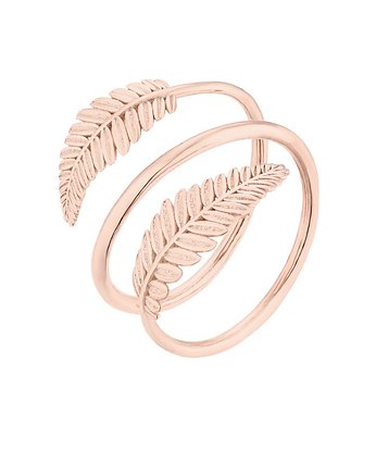 Potrójny pierścionek z liśćmi z różowego złota, SOTHO