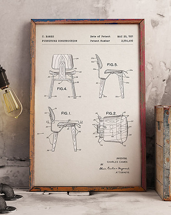 Krzesło - patent - plakat techniczny, minimalmill