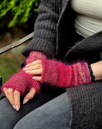 Amarant / mitenki z kaszmirem, agat handmade