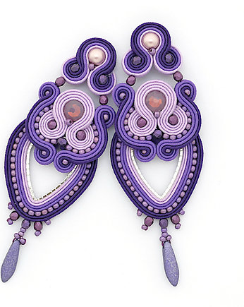 Długie fioletowe kolczyki soutache, Cardioceras